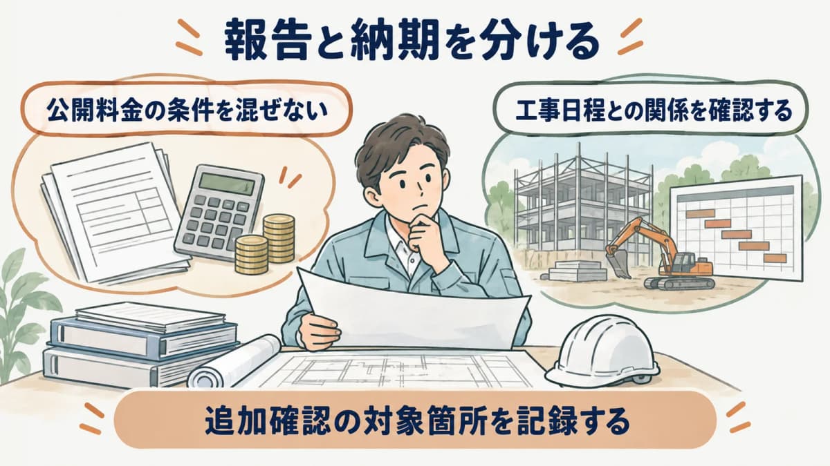 追加確認の対象箇所と記録を照合する図