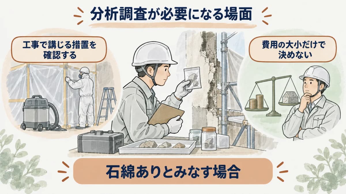 石綿の有無が明らかかを確認し分析とみなしを分ける早見図