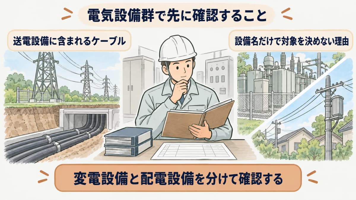 発電・変電・配電・送電設備を分けて確認する早見図