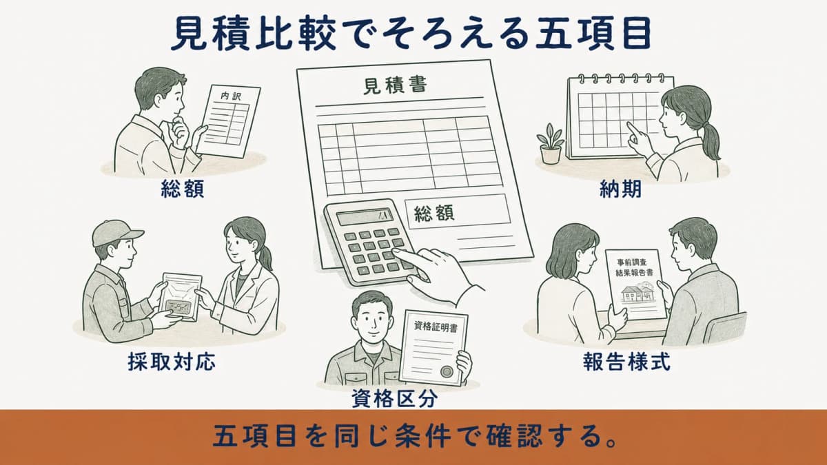 アスベスト調査の見積比較でそろえる5項目