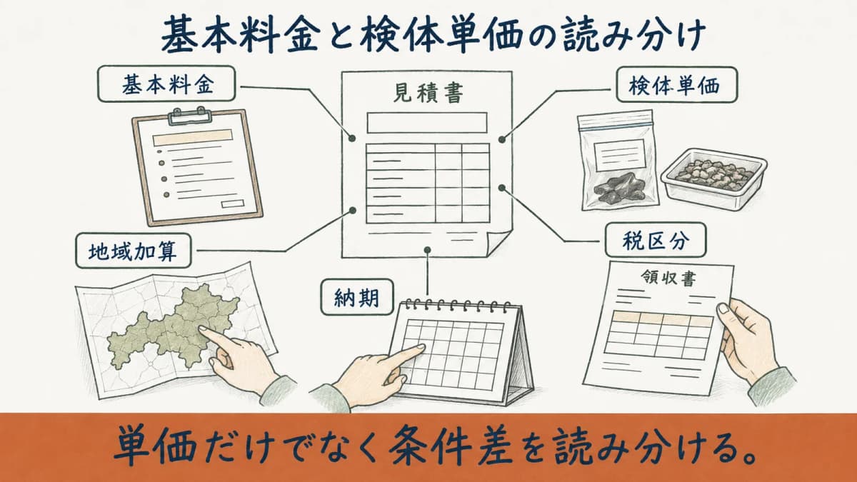 基本料金と検体単価などの条件差を分けて読む方法