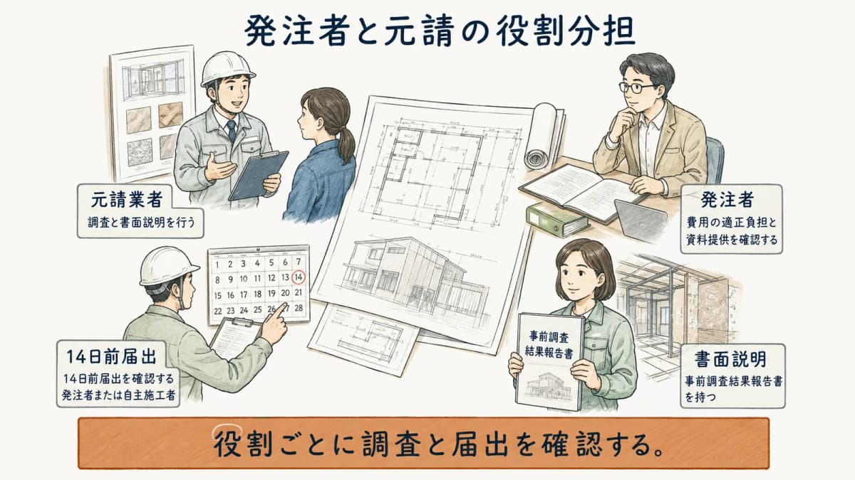 発注者と元請業者のアスベスト調査に関する役割分担