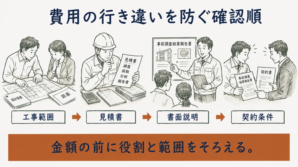 調査費用の行き違いを防ぐ確認順