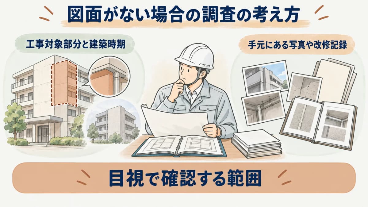 図面の有無と目視確認と後日確認を分ける早見図