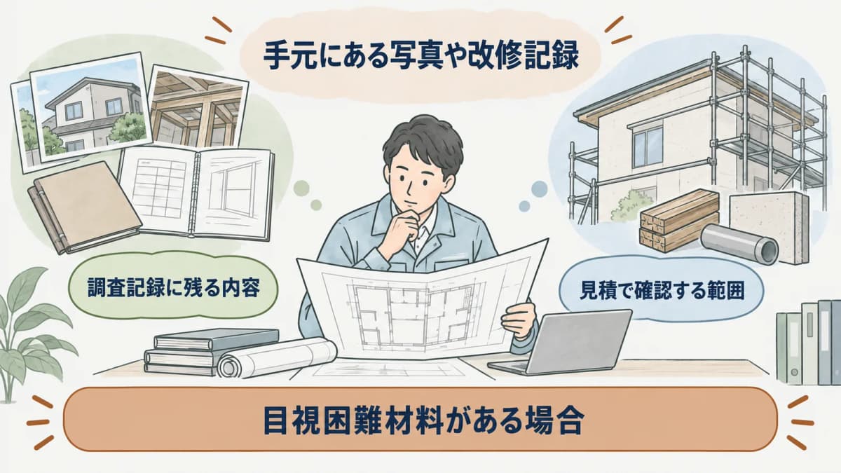 図面がない建物の調査記録を確認する図
