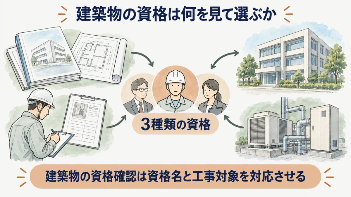 建築物の調査者区分と工事対象を対応させた早見図