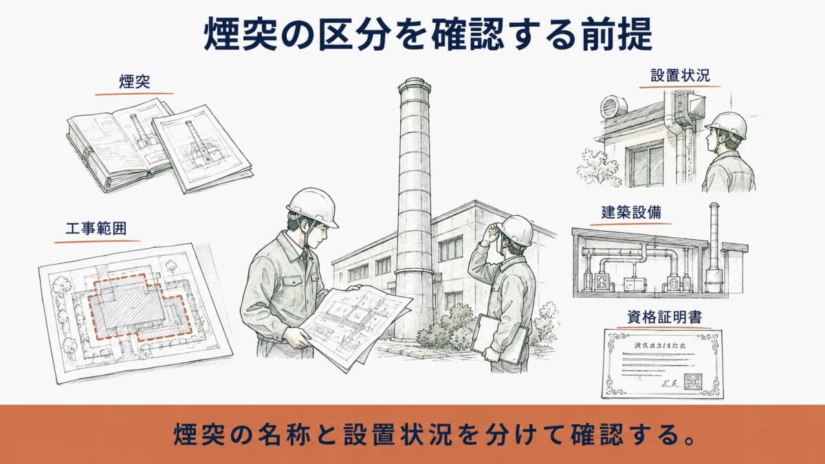 煙突の事前調査で分けて確認する告示上の区分と設置状況