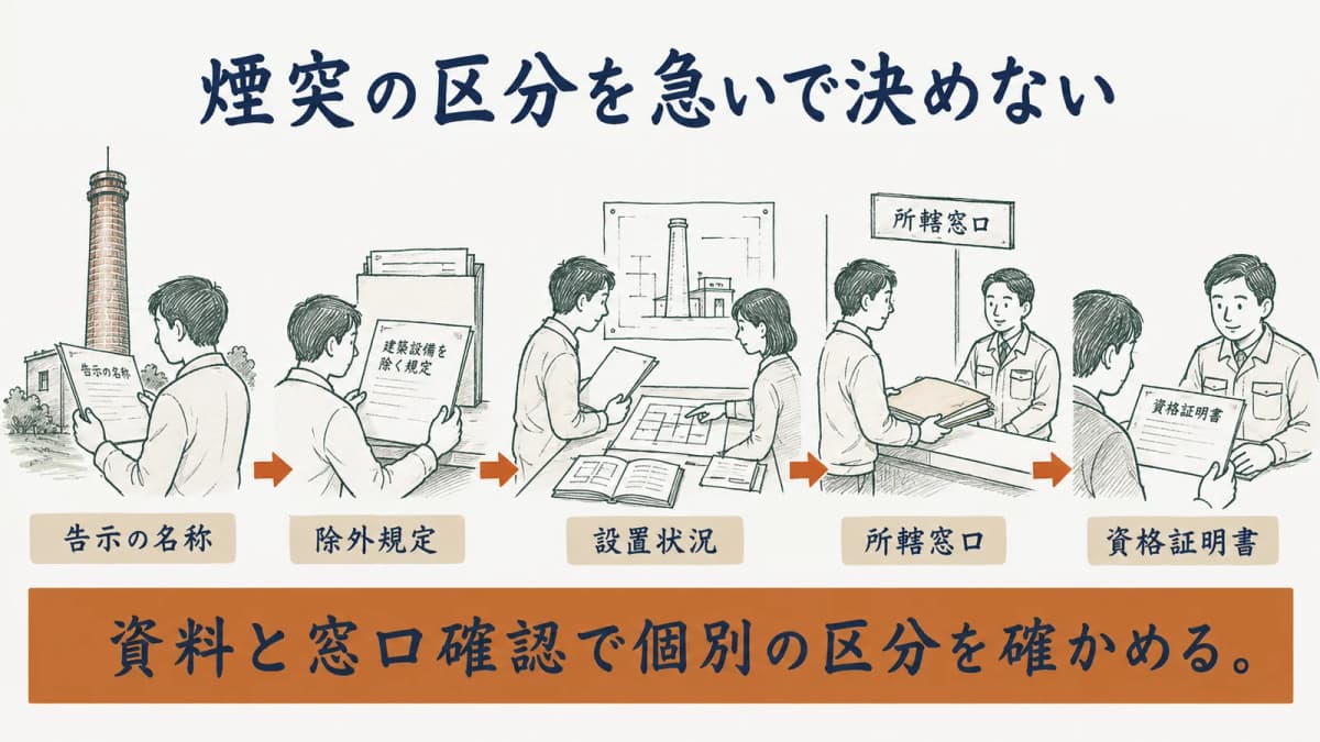煙突の区分を急いで決めず資料と窓口確認を進める順序