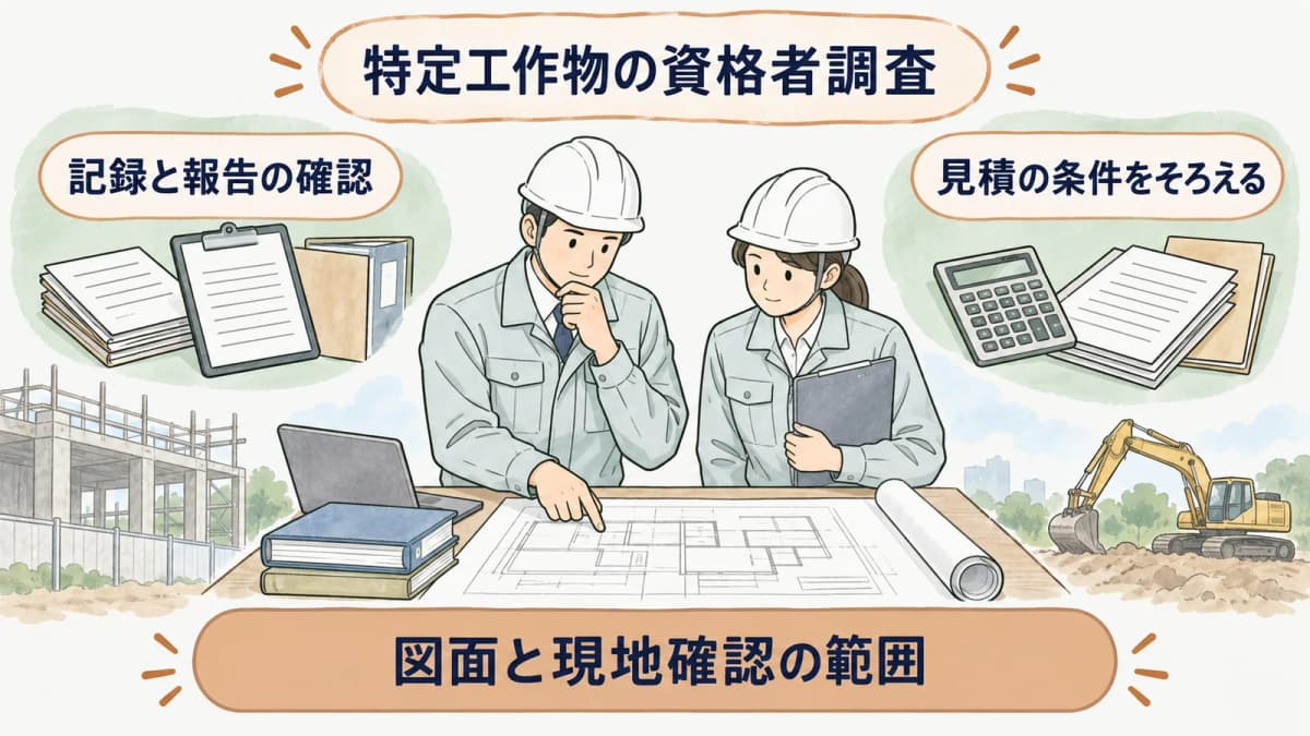 建屋と設備の調査範囲を最終確認する図