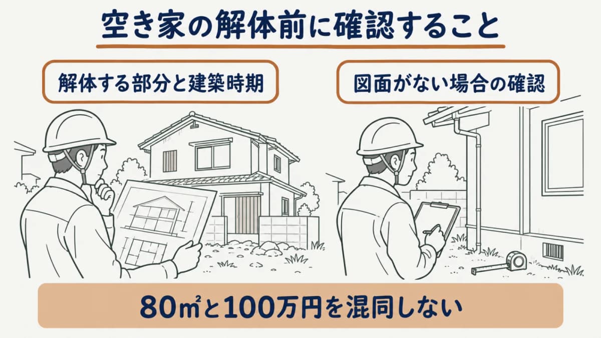 空き家解体の事前調査結果報告届出を分けて整理する図