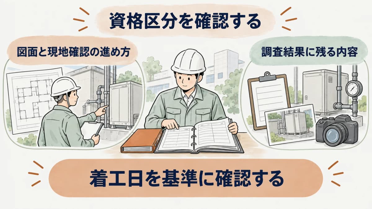 図面現地確認調査記録を一つの依頼内容でつなぐ図
