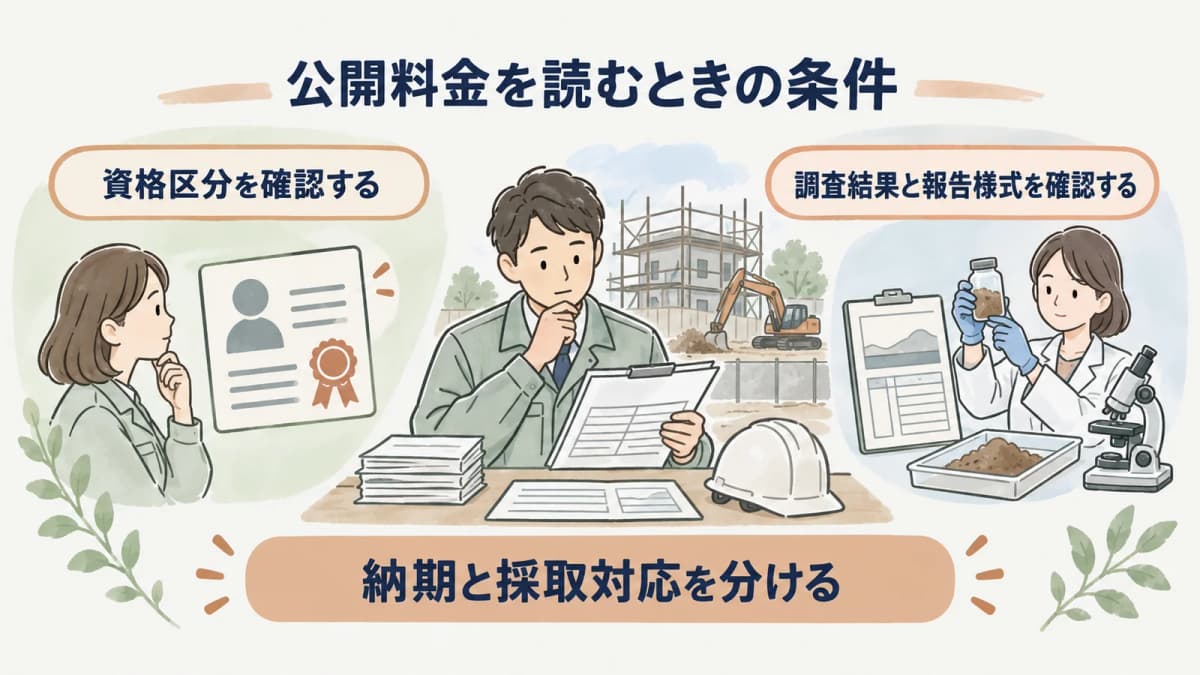 工作物の資格区分と調査記録を見積内容に結び付ける図